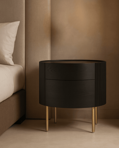 Lantine Bedside Table - Black Oak