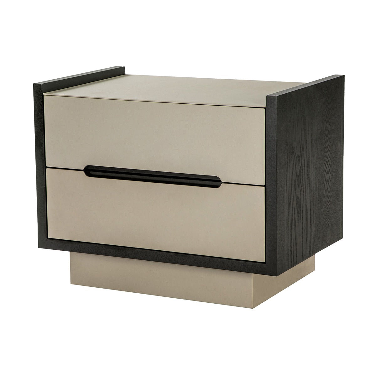 Antara Bedside Table - Taupe Leather Matt Black