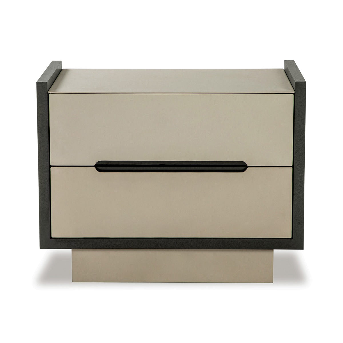 Antara Bedside Table - Taupe Leather Matte Black | Outlet
