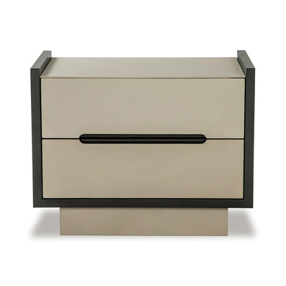 Antara Bedside Table - Taupe Leather Matte Black | Outlet