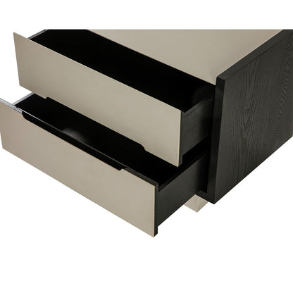 Antara Bedside Table - Taupe Leather Matt Black