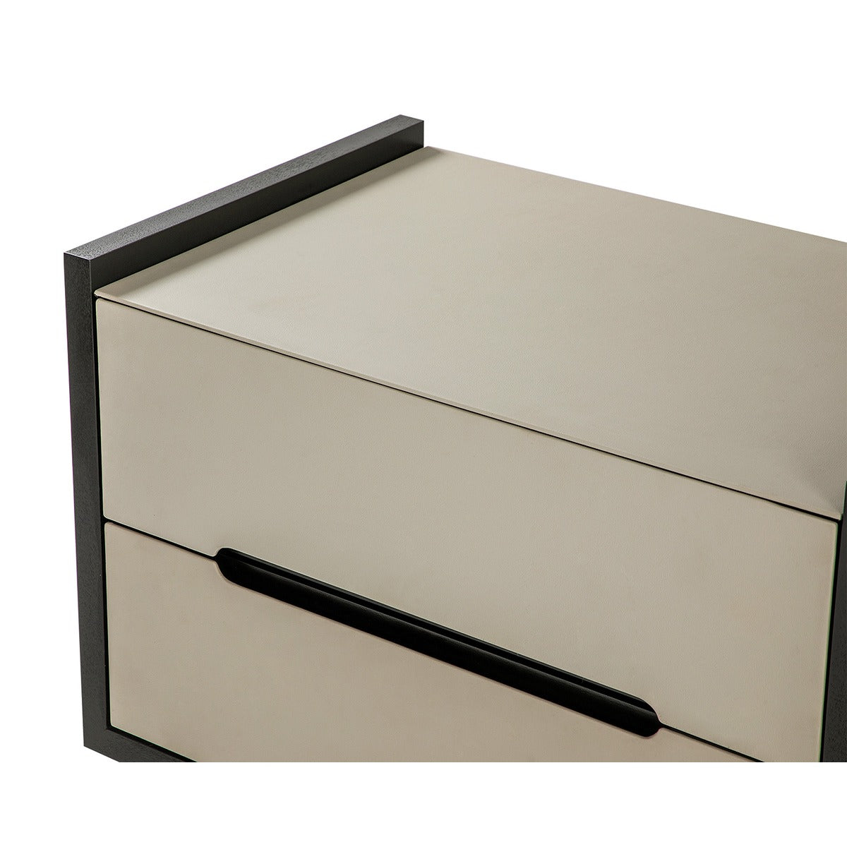 Antara Bedside Table - Taupe Leather Matt Black