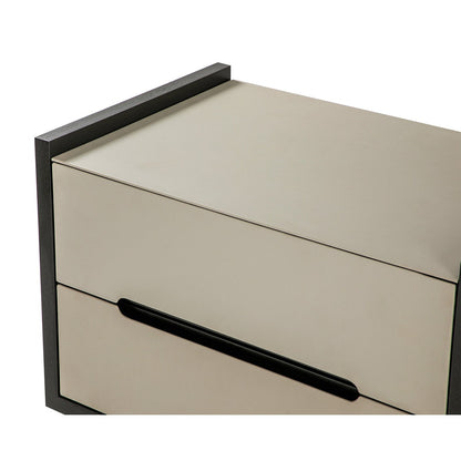 Antara Bedside Table - Taupe Leather Matt Black