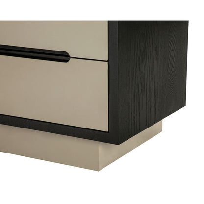 Antara Bedside Table - Taupe Leather Matt Black