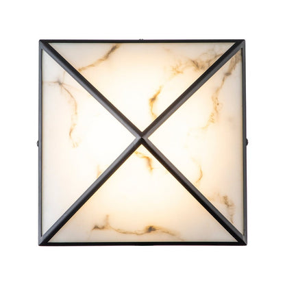 Abacus Wall Lamp - Black & Alabaster Effect