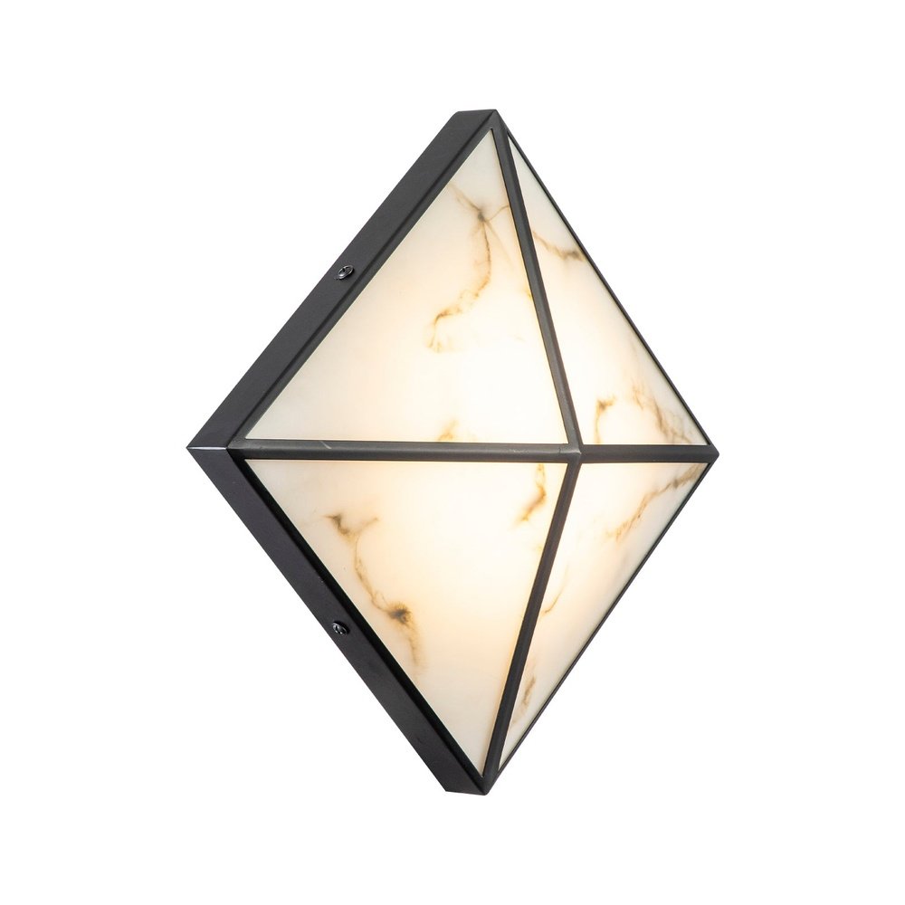 Abacus Wall Lamp - Black & Alabaster Effect