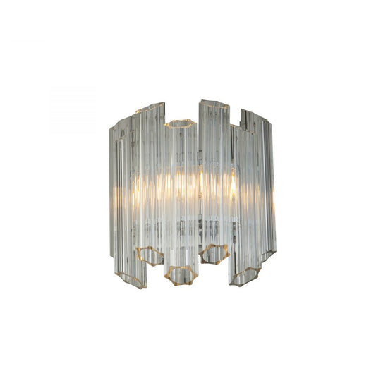 Quartz Wall Light - Translucent Crystal & Polished Nickel