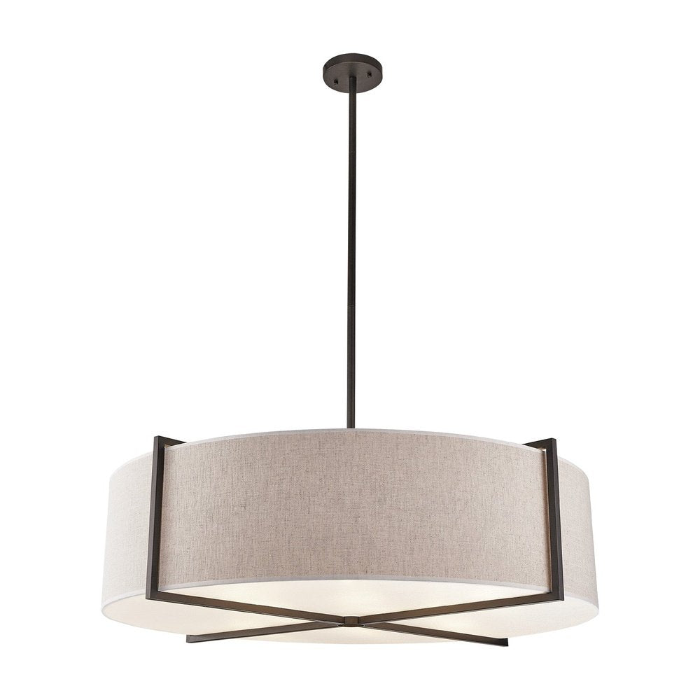 Sanderson Pendant Lamp Large - Beige Linen & Matt Black