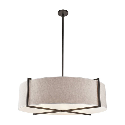 Sanderson Pendant Lamp Large - Beige Linen & Matt Black