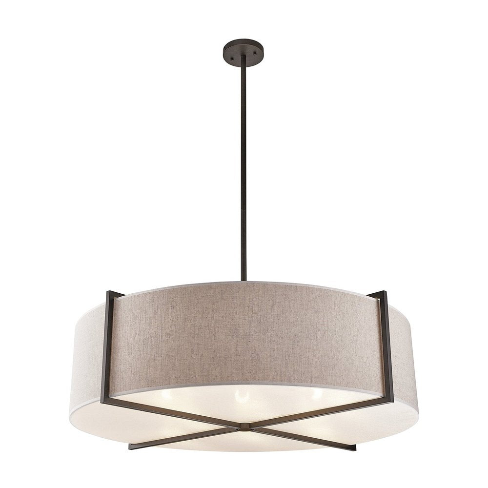 Sanderson Pendant Lamp Large - Beige Linen & Matt Black