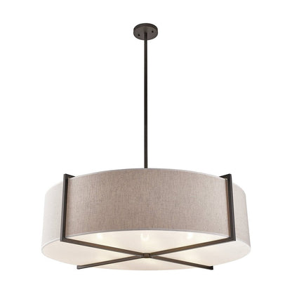 Sanderson Pendant Lamp Large - Beige Linen & Matt Black