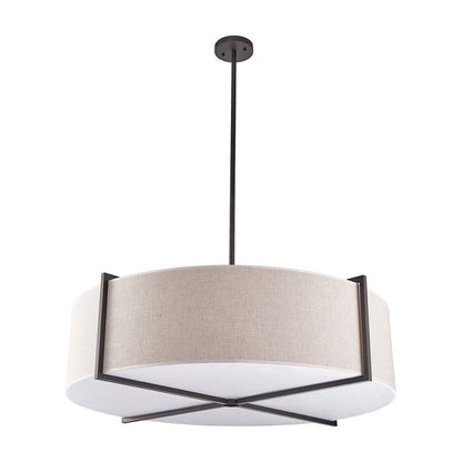 Sanderson Pendant Lamp Large - Beige Linen & Matt Black