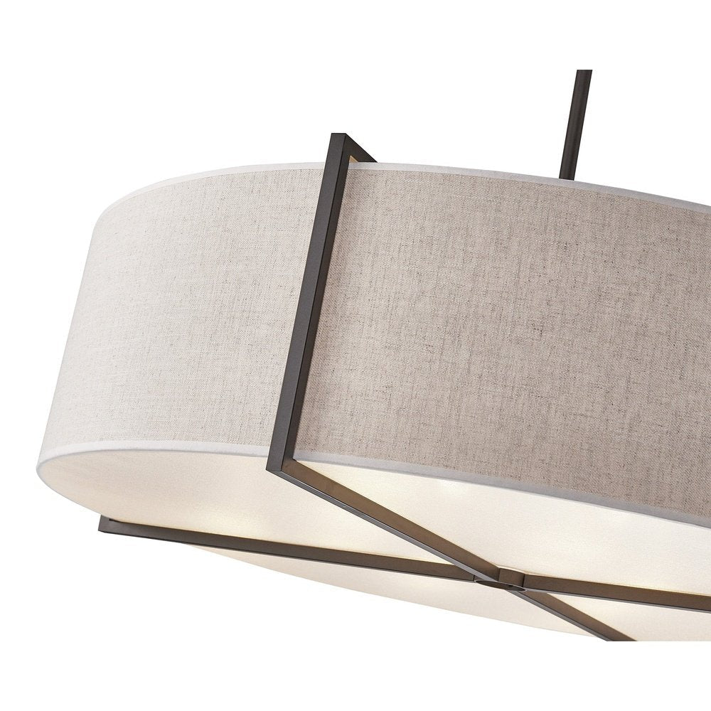 Sanderson Pendant Lamp Large - Beige Linen & Matt Black