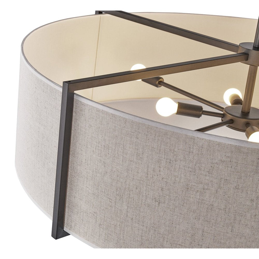 Sanderson Pendant Lamp Large - Beige Linen & Matt Black