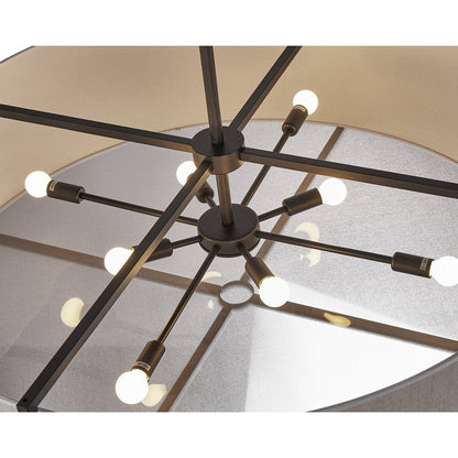Sanderson Pendant Lamp Large - Beige Linen & Matt Black