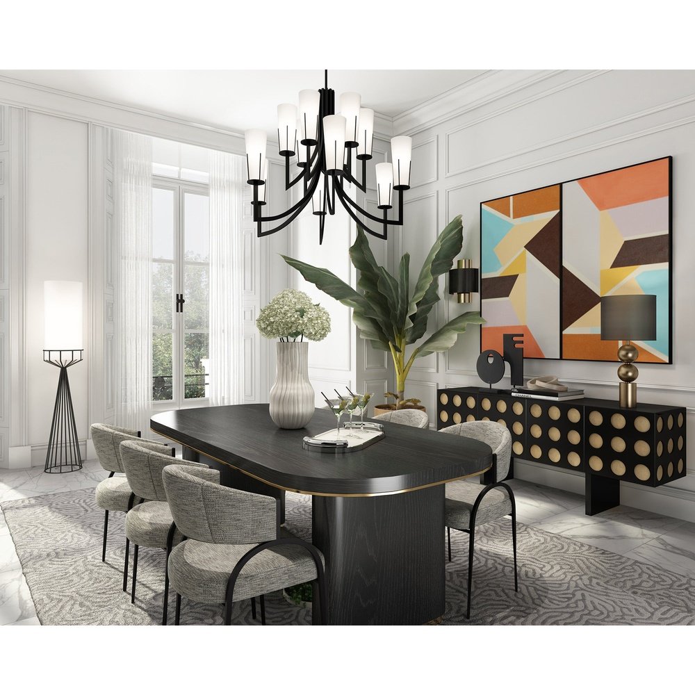 Magestic Chandelier - Black & White Glass