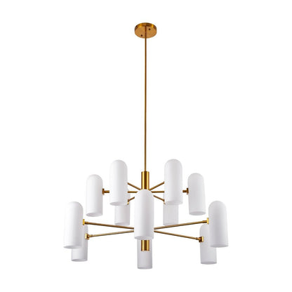 Pawson Chandelier - Brass & White Glass