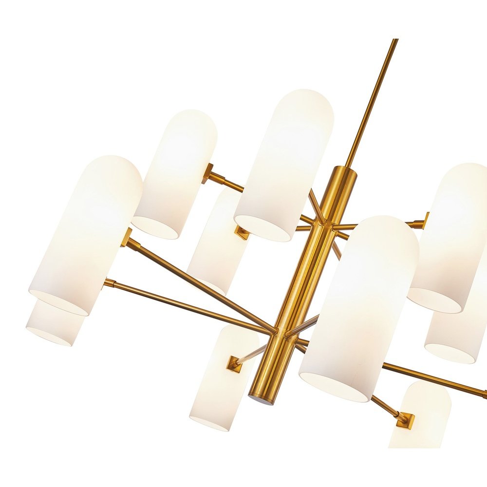 Pawson Chandelier - Brass & White Glass