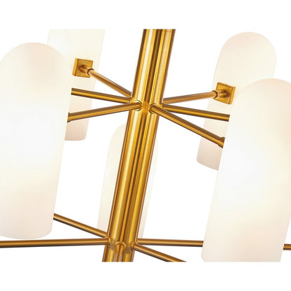 Pawson Chandelier - Brass & White Glass