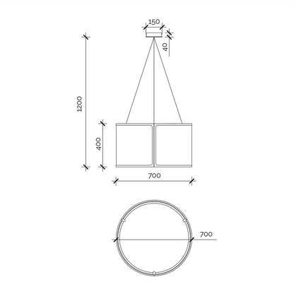 Baltimore Pendant Lamp - Matt Black & White Linen