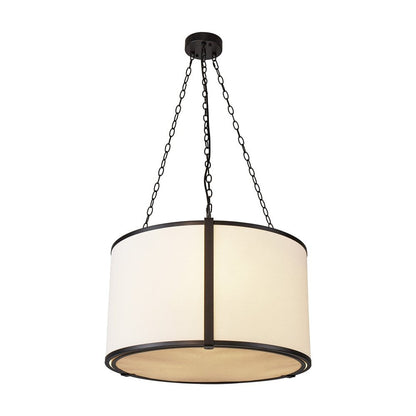 Baltimore Pendant Lamp - Matt Black & White Linen