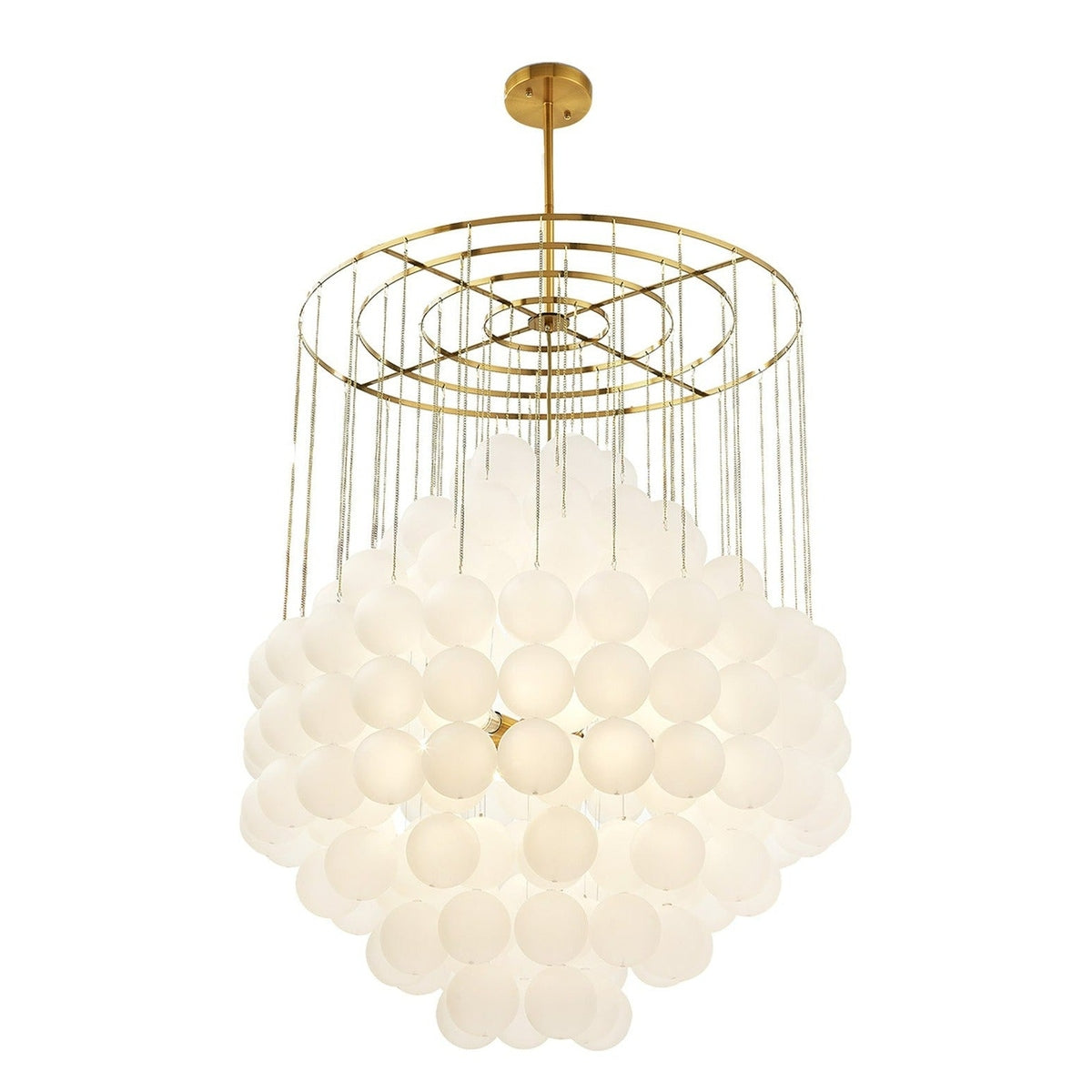 Moon Chandelier - Antique Brushed Brass with Frosted Glass