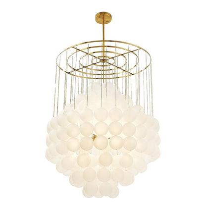 Moon Chandelier - Antique Brushed Brass with Frosted Glass