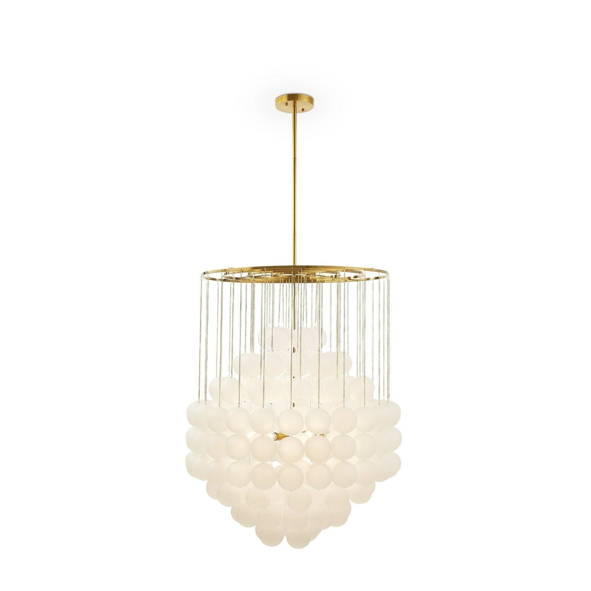 Moon Chandelier - Antique Brushed Brass with Frosted Glass