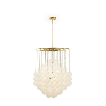 Moon Chandelier - Antique Brushed Brass with Frosted Glass