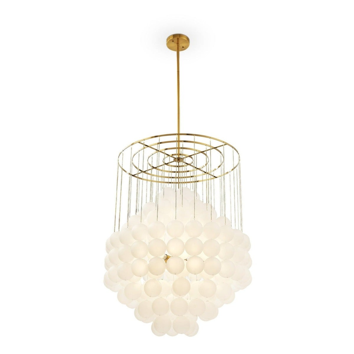 Moon Chandelier - Antique Brushed Brass with Frosted Glass