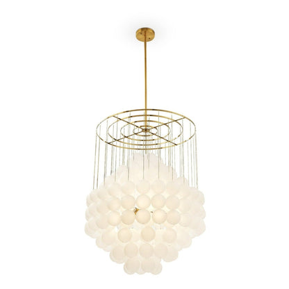 Moon Chandelier - Antique Brushed Brass with Frosted Glass