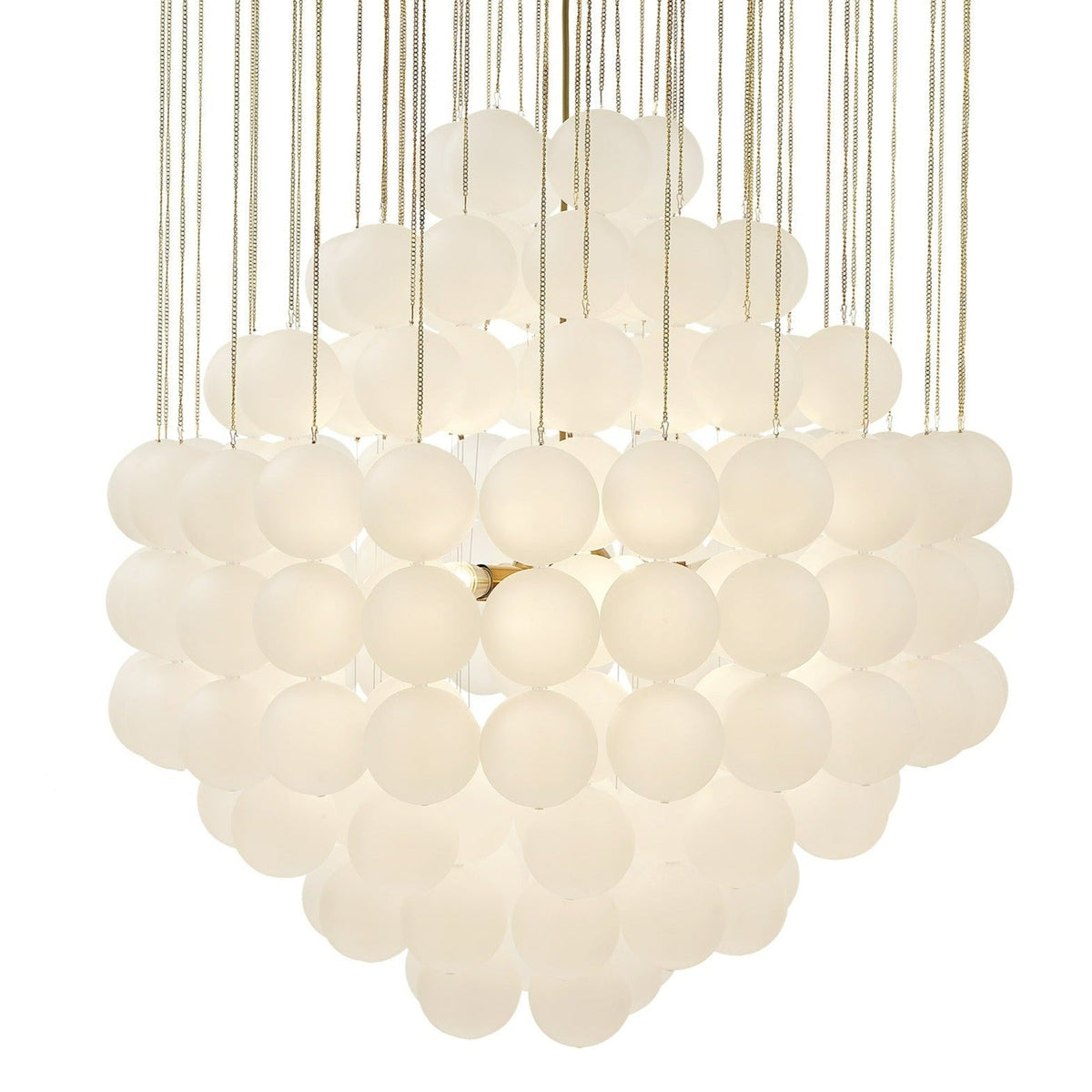 Moon Chandelier - Antique Brushed Brass with Frosted Glass