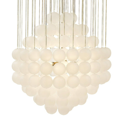 Moon Chandelier - Antique Brushed Brass with Frosted Glass