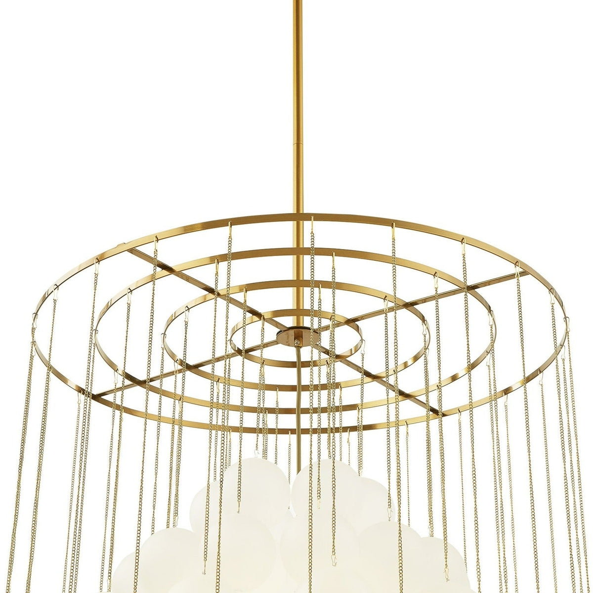 Moon Chandelier - Antique Brushed Brass with Frosted Glass