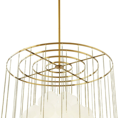 Moon Chandelier - Antique Brushed Brass with Frosted Glass