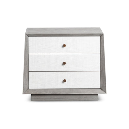 Otilia Bedside Table - Silver Grey & Off White Crown Cut