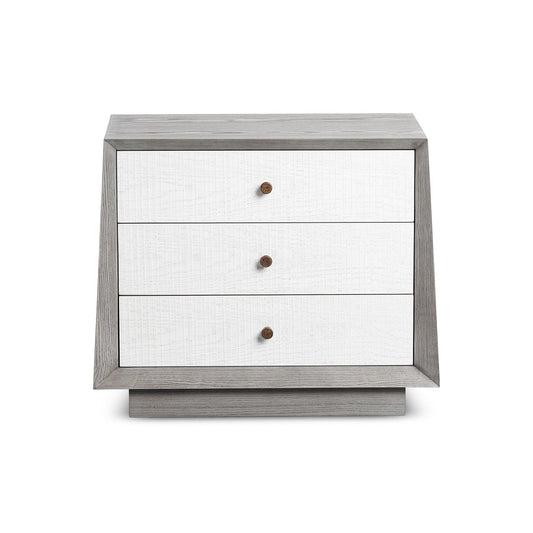 Otilia Bedside Table - Silver Grey & Off White Crown Cut