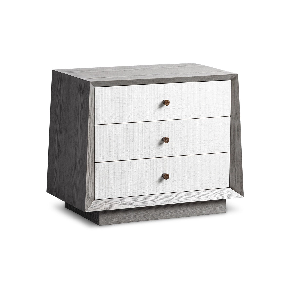 Otilia Bedside Table - Silver Grey & Off White Crown Cut