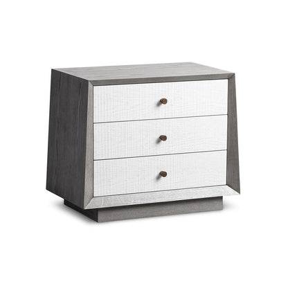 Otilia Bedside Table - Silver Grey & Off White Crown Cut
