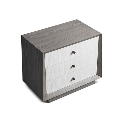 Otilia Bedside Table - Silver Grey & Off White Crown Cut