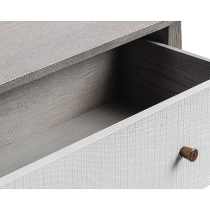 Otilia Bedside Table - Silver Grey & Off White Crown Cut