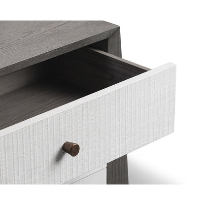 Otilia Bedside Table - Silver Grey & Off White Crown Cut