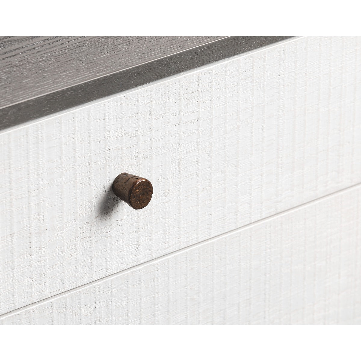 Otilia Bedside Table - Silver Grey & Off White Crown Cut