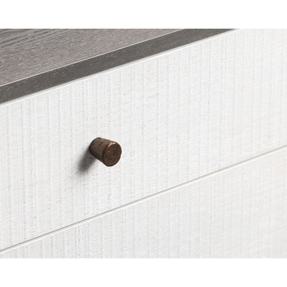 Otilia Bedside Table - Silver Grey & Off White Crown Cut