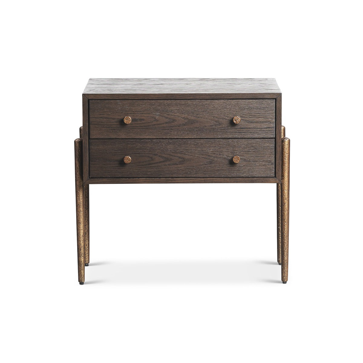 Nella Bedside Table - Dark Brushed Brown & Hammered Dark Bronze