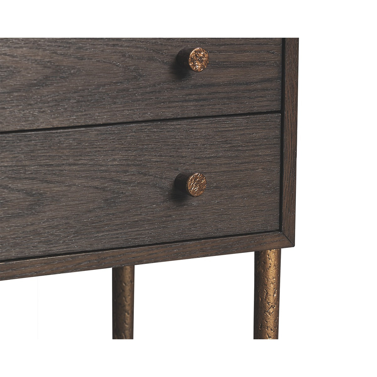 Nella Bedside Table - Dark Brushed Brown & Hammered Dark Bronze