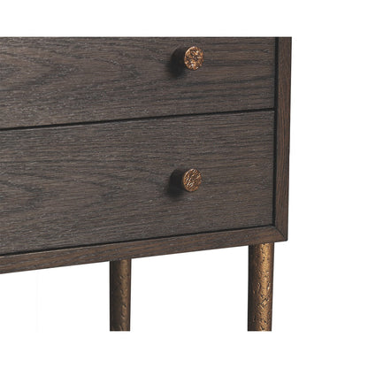 Nella Bedside Table - Dark Brushed Brown & Hammered Dark Bronze