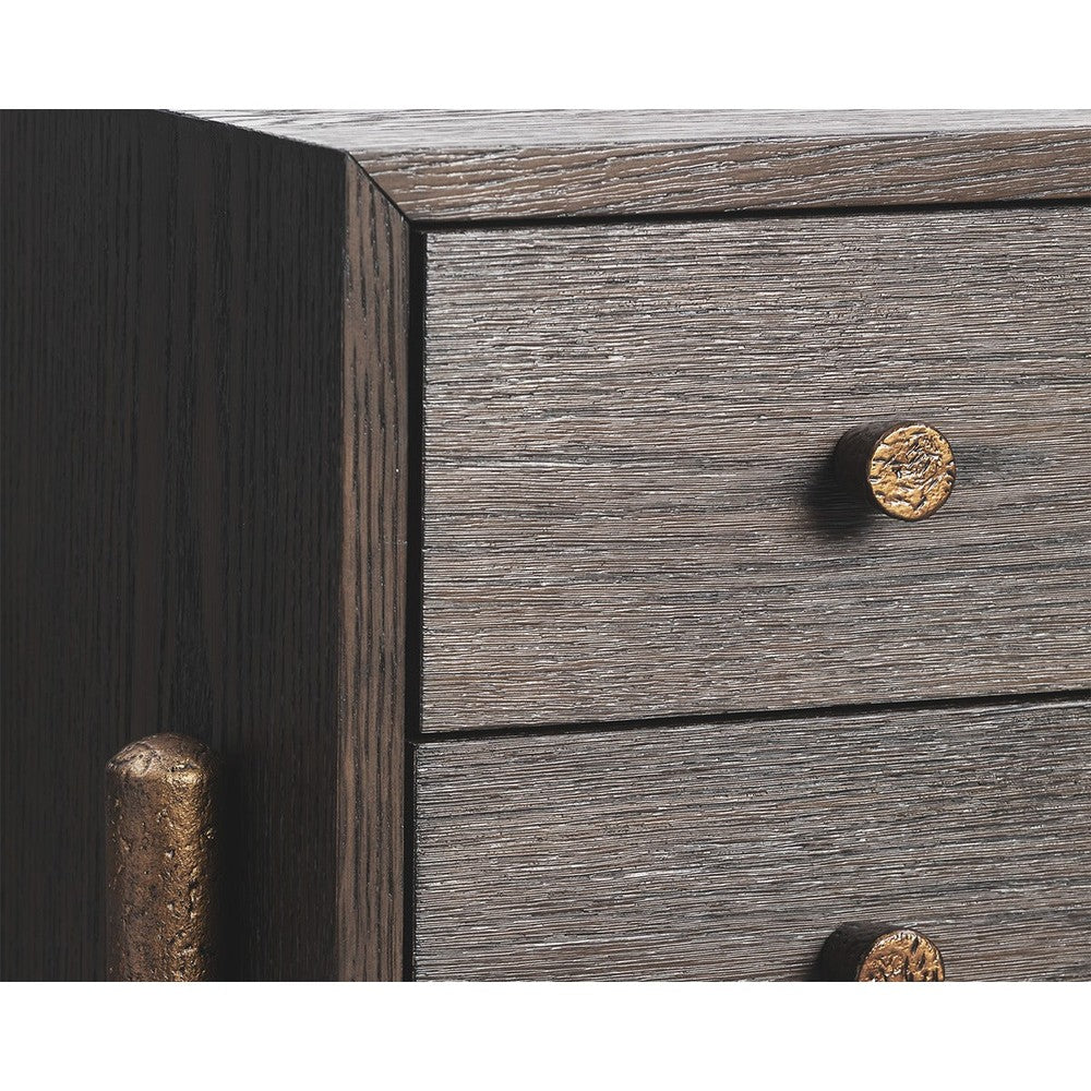 Nella Bedside Table - Dark Brushed Brown & Hammered Dark Bronze
