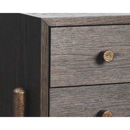 Nella Bedside Table - Dark Brushed Brown & Hammered Dark Bronze