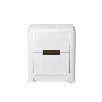 Vitros Bedside Table - White Saw Cut Oak & Antique Brushed Brass